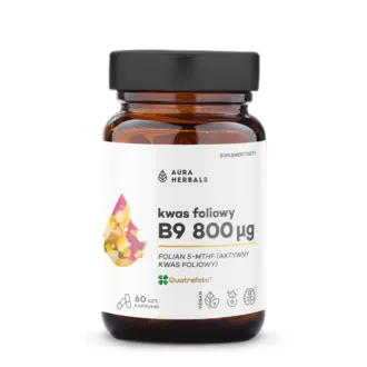Aura Herbals, Kwas foliowy 800 μg, Quatrefolic, kapsułki 60 szt.