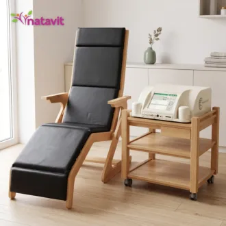 Skan podstawowy biorezonansem – fotel terapeutyczny i konsola Rayonex Rayocomp PS 1000 Polar 4.0 Med w gabinecie Natavit w Białymstoku