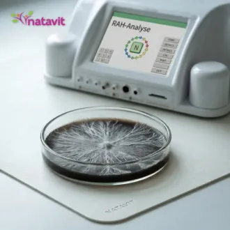 Test na grzyby biorezonansem – grzybnia w szalce Petriego przy konsoli Rayonex Rayocomp PS 1000