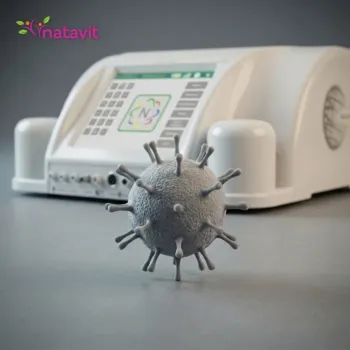 Test na wirusy biorezonansem – model kapsydu wirusa przy konsoli Rayonex Rayocomp PS 1000