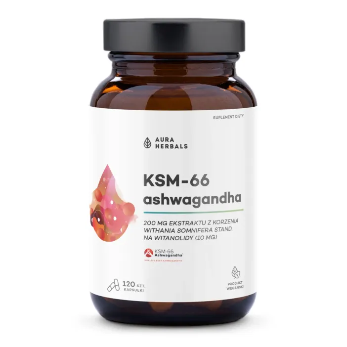 Aura Herbals Ashwagandha, KSM-66 Korzeń 200 mg, kapsułki 120 szt