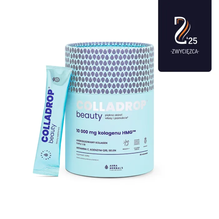 Aura Herbals Colladrop Beauty, kolagen HMG 10000 mg, smak ananasowy, saszetki 30 szt.