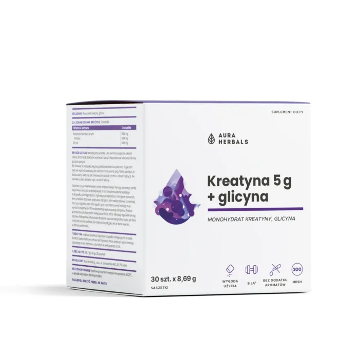 Aura Herbals, Kreatyna 5g, monohydrat + glicyna, saszetki 30 szt