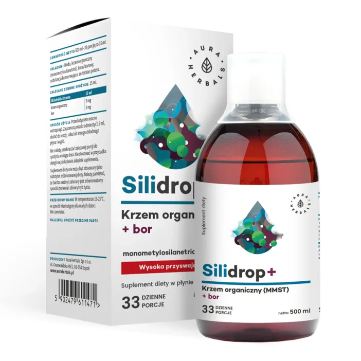 Aura Herbals Silidrop+ krzem organiczny MMST + bor, płyn 500 ml
